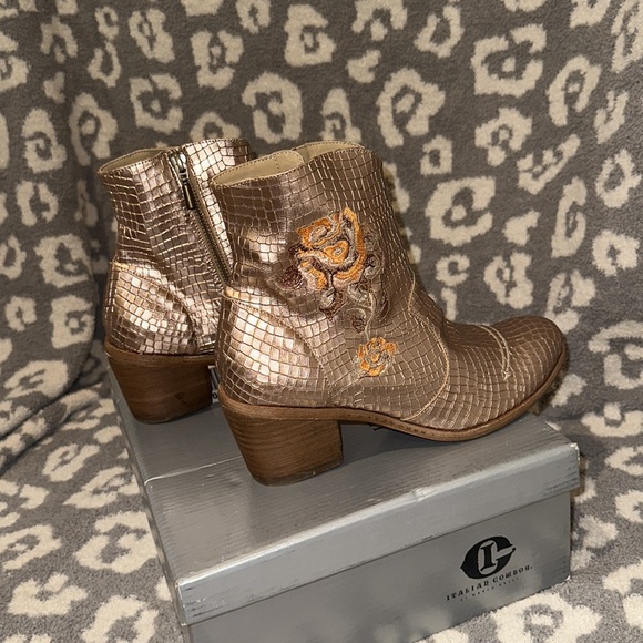 Italian Cowboy by Free People Marco Delli Chenoa Metallic Bronze Ankle Boots ❤️ - Picture 6 of 17